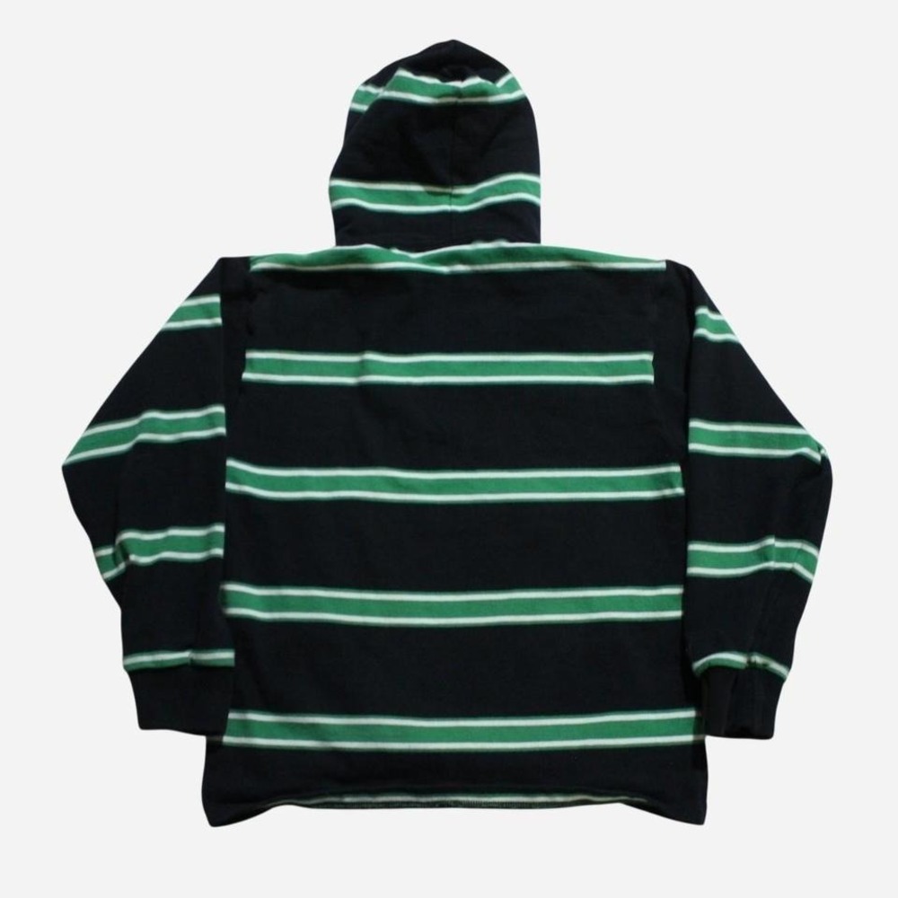 Mens Vintage Y2K Striped Preppy Skater Heavyweight Rugby Hoodie - Picture 3 of 7